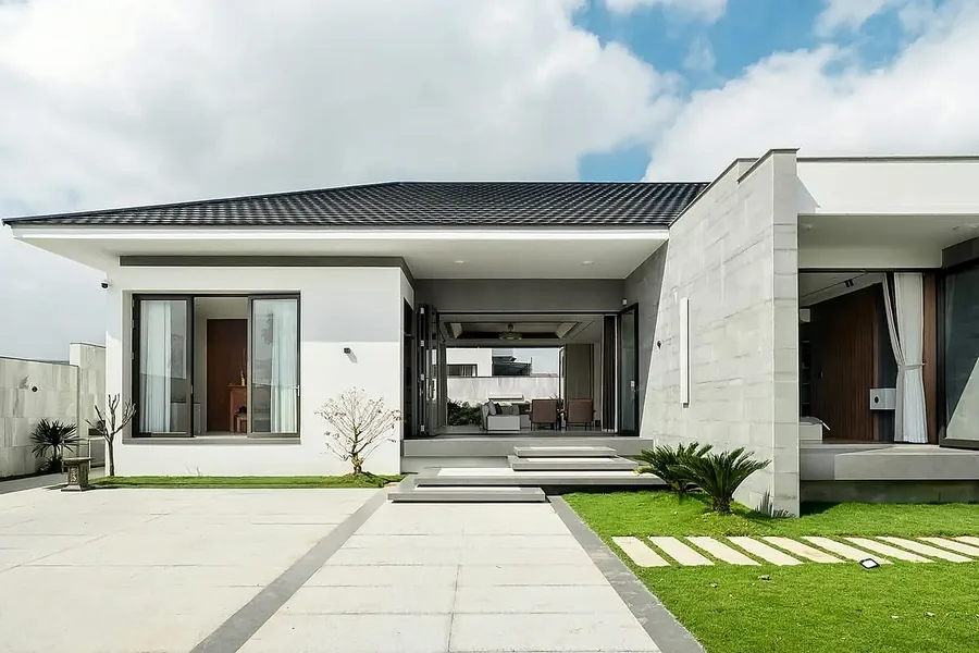 Mẫu mái nhật 1 tầng, sân vườn